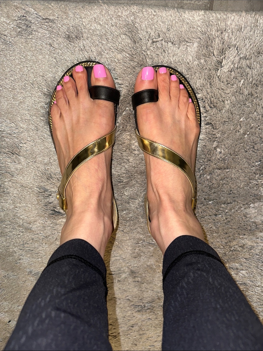 Jimmy Choo Black/Gold vacchetta/mirror Sandals